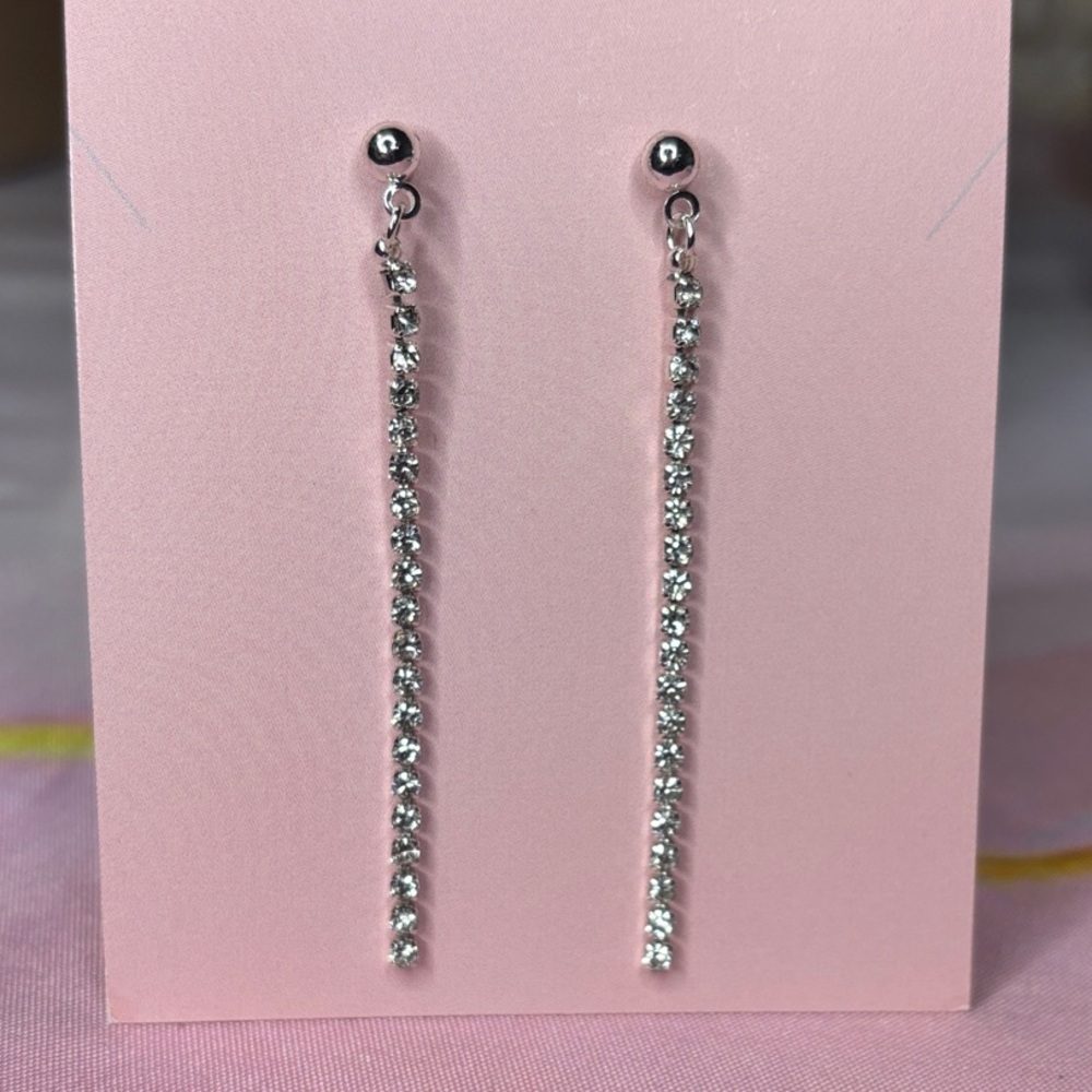 Dainty Long Dangle Rhinestone Earrings